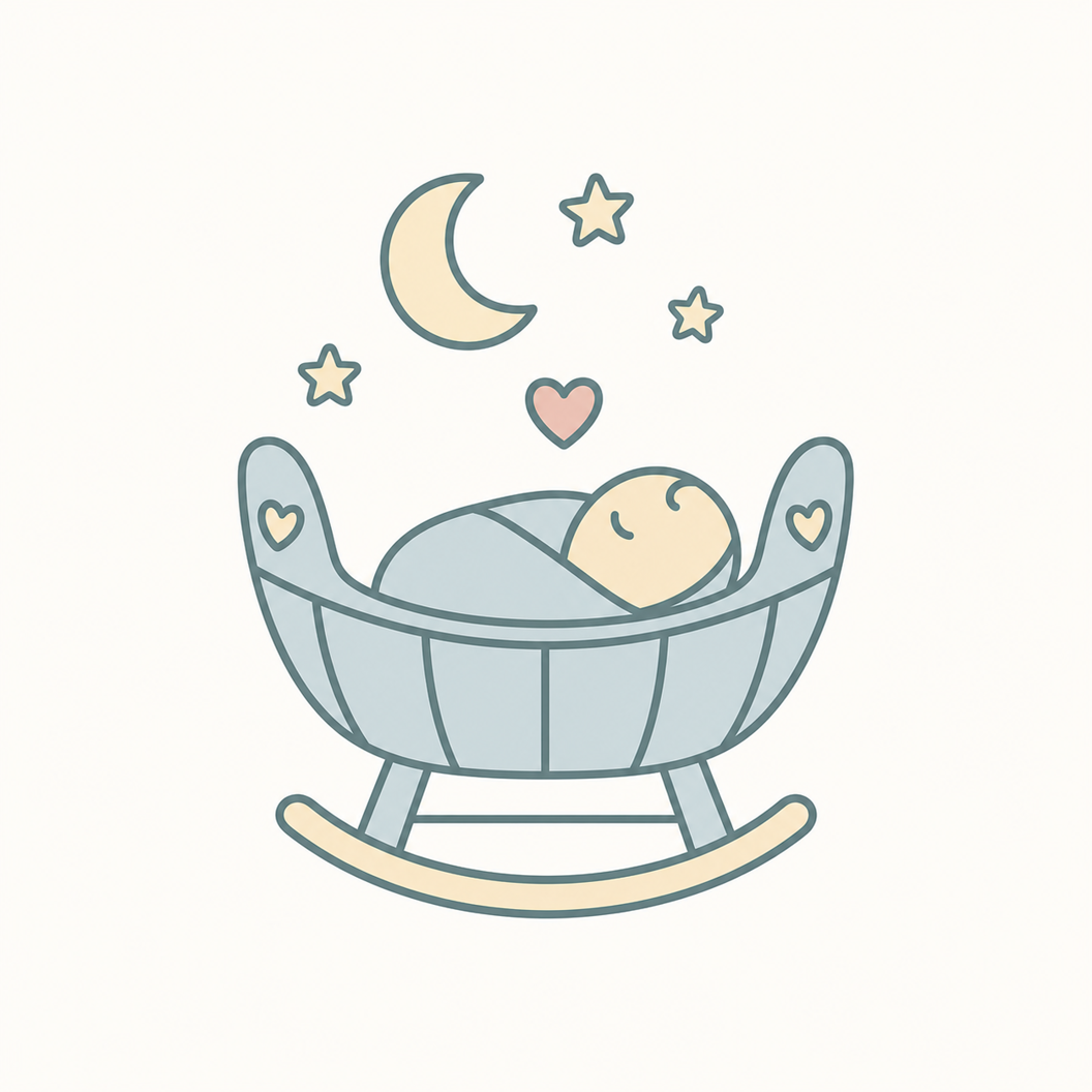 Cuna, luna y estrellas para la colección Llegada del bebé