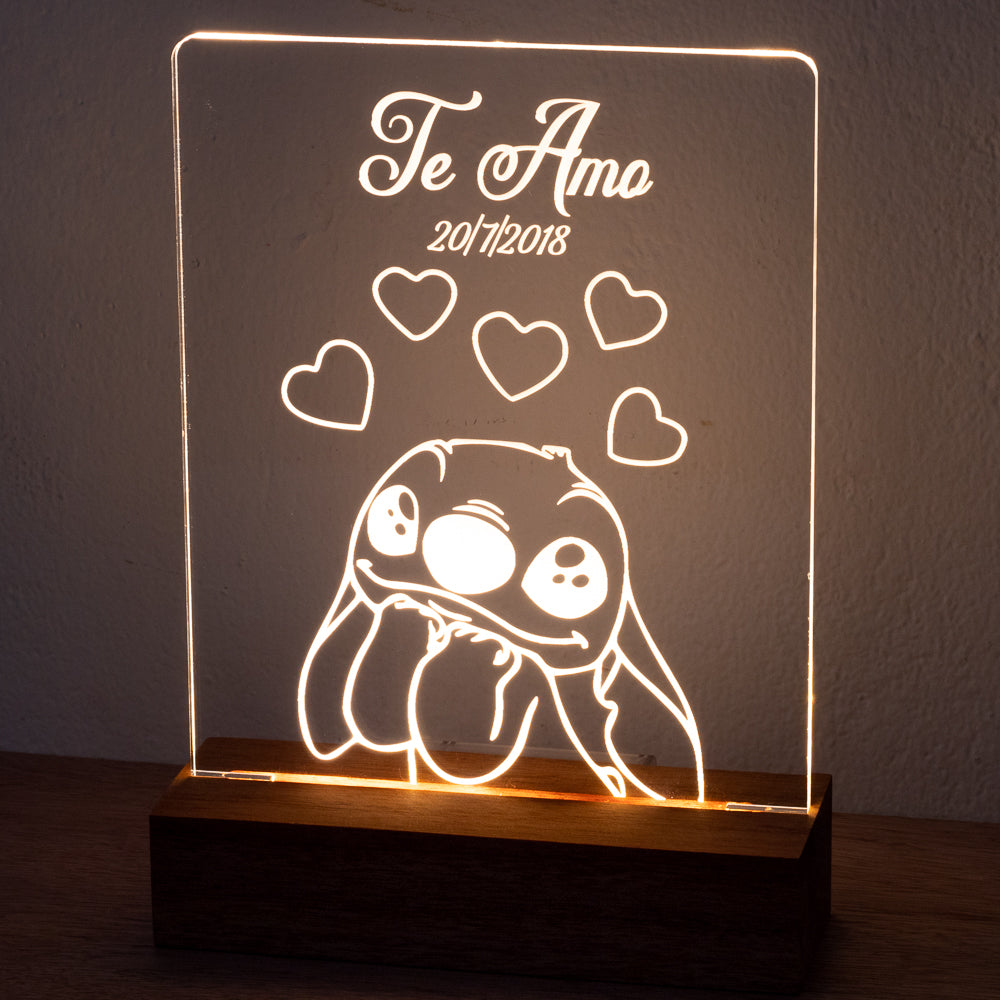 COD. 407 - Lámpara LED Personalizada con Foto - Base de Madera Sólida - Grabado Láser en Acrílico