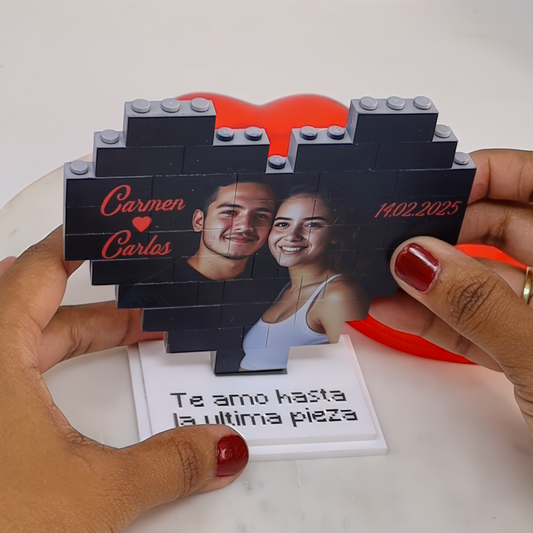 COD. 508 - Corazón de Lego Personalizado con Foto - Un Regalo Único para Decir "Te Amo"