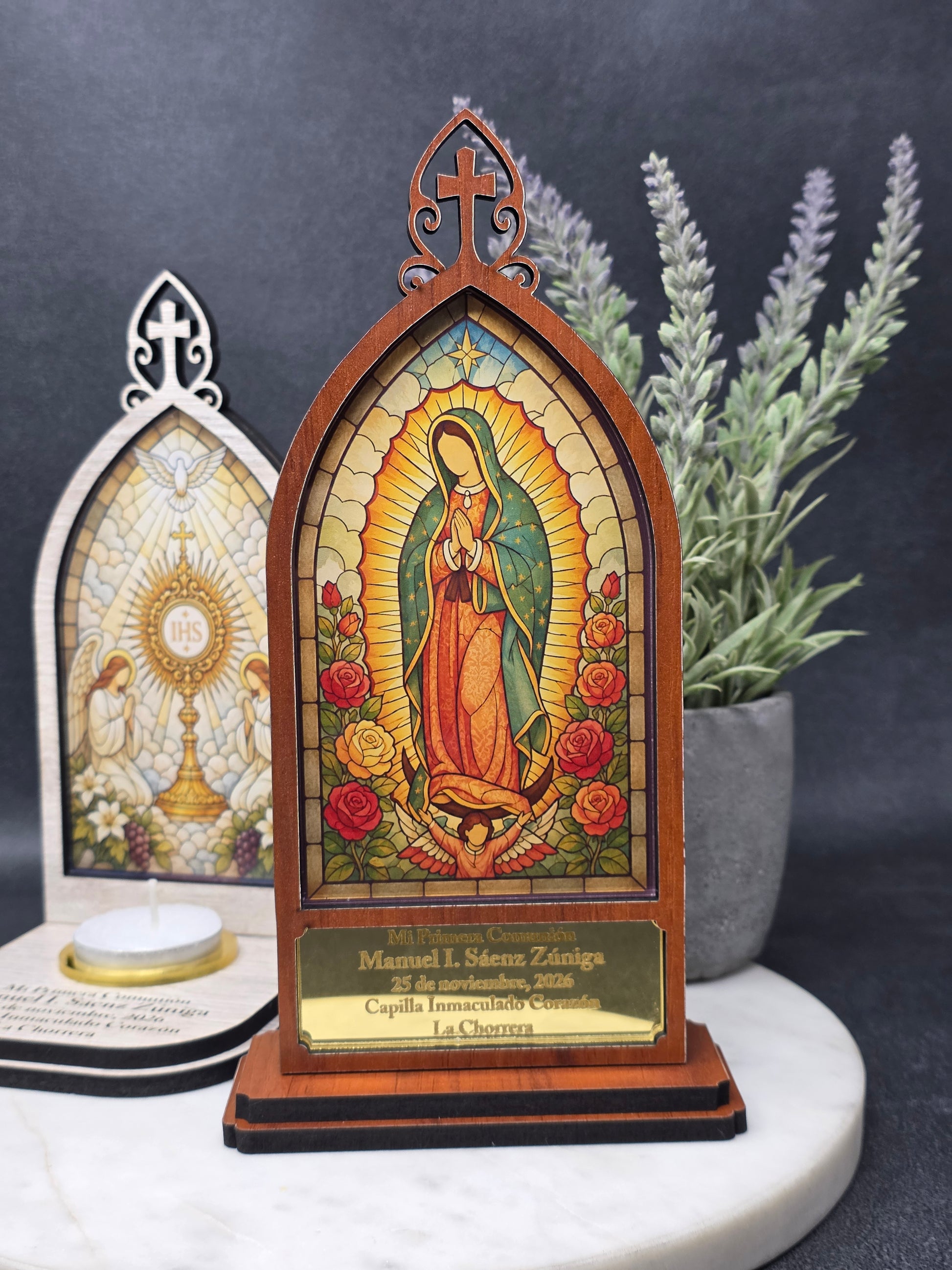 Vitral alto personalizado para primera comunión o confirmación