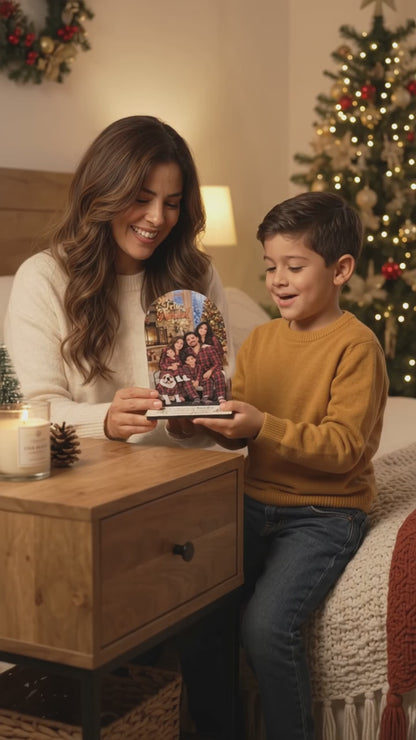 Foto 3D de Navidad con base personalizada y mensaje grabado
