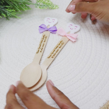 COD. 201 - Cucharitas de Madera Personalizadas "Mi Primer Dientito"