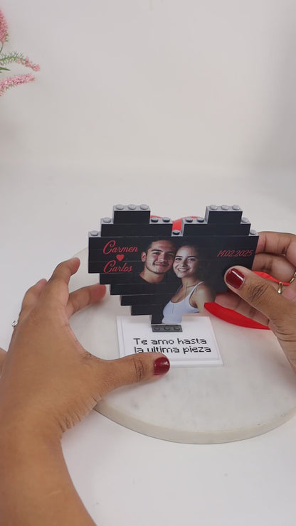 COD. 508 - Corazón de Lego Personalizado con Foto - Un Regalo Único para Decir "Te Amo"